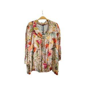 Silk blend floral top w detached cami